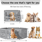 DRATO Dog Pet Playpen Gate for Dogs Cats Safe Secure Indoor Outdoor Pet Fence with Gate Easy to Clean Keep Pets Secure (Gray, 67.24 * 67.24 * 23.7, 6)
