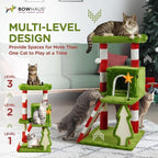 Christmas Cat Tree, Multi-Level Holiday Activity Cat Tree Tower with Scratching Post, Cozy Hammock, Fluffy Play Ball & Cave Condo, Indoor Christmas Decoration for Kitties, Gifts for Cat Owners