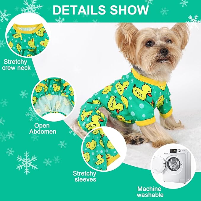 Dog Pajamas for Small Dogs Boy Girl, Dog Clothes Tiny Chihuahua Yorkie Spring Summer Shirt, Cute Puppy Outfit Pjs Jumpsuit Cat Onesie Apparel Pet Clothes (Blue Duck, Large)