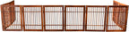 Urnporium Pet Dog Gate Freestanding, Strong Durable Folding Wooden Fence, Portable Acacia Hardwood Safety Barrier for Indoor & Outdoor Use (Brown Pet Gate, 10 Panel 24" Tall)