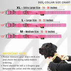 ADITYNA Heavy Duty Dog Collar for Medium Dogs - Reflective Pink Girl Collar with Handle for Training, and Walking - Wide, Thick, Tactical, Soft Neoprene Padded