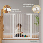 Cumbor 36" Extra Tall 29.7-51.5" Baby Gate for Stairs, Easy Walk Through Dog Gates for Doorways Extra Wide, Pressure Mounted Tall Pet Gate Indoor, Safety Auto-Close Child Gate for Kids, White