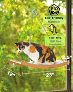 Cat Window Hammock for Large Cats – Strong Suction Cup Cat Window Perch Bed, Durable Eco, Washable Cover, Space Saving Window Seat for Indoor Cats (XL)