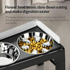 PAKEWAY Elevated Dog Bowls, Spill Proof, Tiltable Pet Feeder with 1 Stainless Steel Bowl &1 Stainless Steel Slow Feeder Bowl, 6 Height Adjustable Raised Dog Bowls Stand for Medium Large Dogs