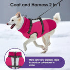 SUNFURA Dog Winter Coat, Warm Dog Coat with Harness for Medium Dogs Boys Girls, Reflective Fleece Lined Pet Winter Jacket Snowsuit for Pug, Jack Russel, Schnauzer, Hot Pink M