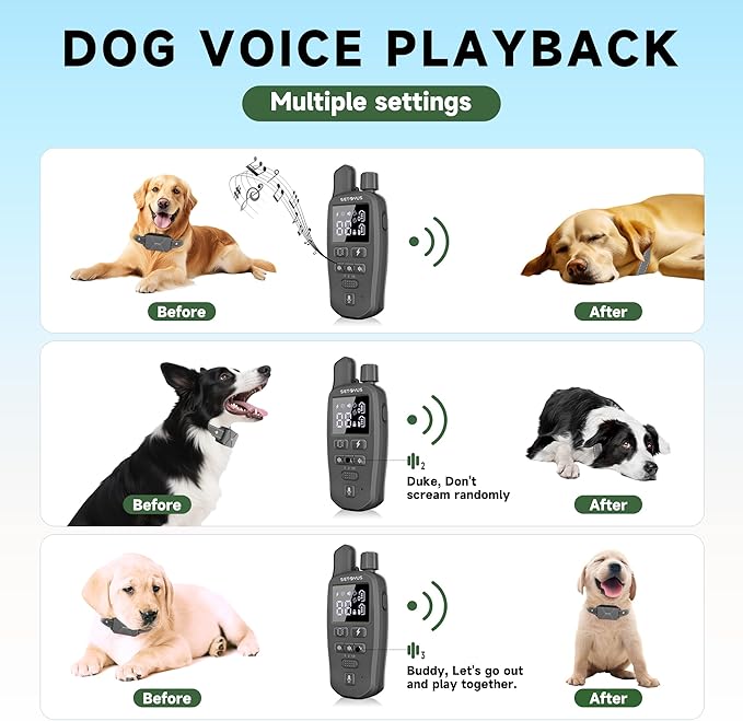Dog Training Collar, 4500 FT Waterproof Bark Collar,Shock Collar for Dogs, Rechargeable Electric Collar with Recording & Calling & Vibration & Shock for All Breeds (Dark Gray)