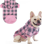 KOOLTAIL Plaid Dog Hoodie Pet Clothes Sweater with Hat and Pocket for Small Medium Large Size Dogs, Soft Winter Warm Pet Cold Weather Coat, Fleece Fall Dog Hooded Sweatshirt for Puppy Cats, PinkSM