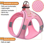 Dog Harness with Leash Set, No-Pull Step-in Reflective Pet Harness with 1 Leash Clips, Adjustable Soft Padded Easy Walk Dog Vest for Small Medium Large Dogs, Cats(Light Pink, XSmall)