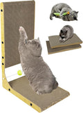 Cat Scratcher,Cat Scratching Board,L Shape Cat Scratch Pad Wall Mounted, Cat Scratching Cardboard with Ball Toy for Indoor Cats, Cardboard Cat Scratcher (Large 2PC (23.6'' Tall))