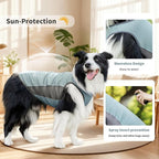 Dog Shirt, Cooling Vest Lightweight Breathable, Dog T-Shirts All-Season Sun Protection Quick Dry Soft Stretchy Reflective Tank Top - Small Medium Large Dogs (Misty Glade+Water Drop, Large)