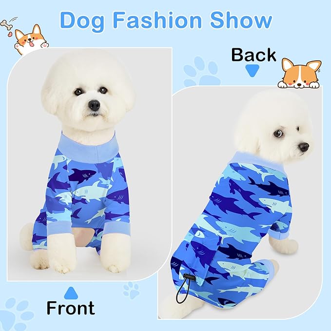 Glittme 2PACK Dog Pajamas Soft Dogs Clothes for Small Medium Dogs Elastic Cats Apparel Breathable Dog Pjs for Puppy