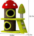 30.7" Modern Cat Tree Tower with Mushroom-Themed House and Sisal Scratching Posts, Suitable for Indoor Use and Multi-Cat Households