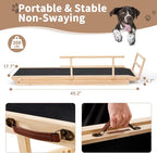 SLSY Dog Ramp for Bed, Couch & SUV, Upgraded Folding Adjustable Pet Ramp with Non-Slip Rubber Mat, 45.2" Long, 5 Heights 15.7''–23.6", Portable Wooden Step Supports up to 200 lbs for Pet(Natural)