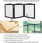 ZJSF Freestanding Foldable Dog Gate for House Extra Wide Wooden Black Indoor Puppy Gate Stairs Doorways Pet Gate Tall Dog Fence 3 Panels Fence