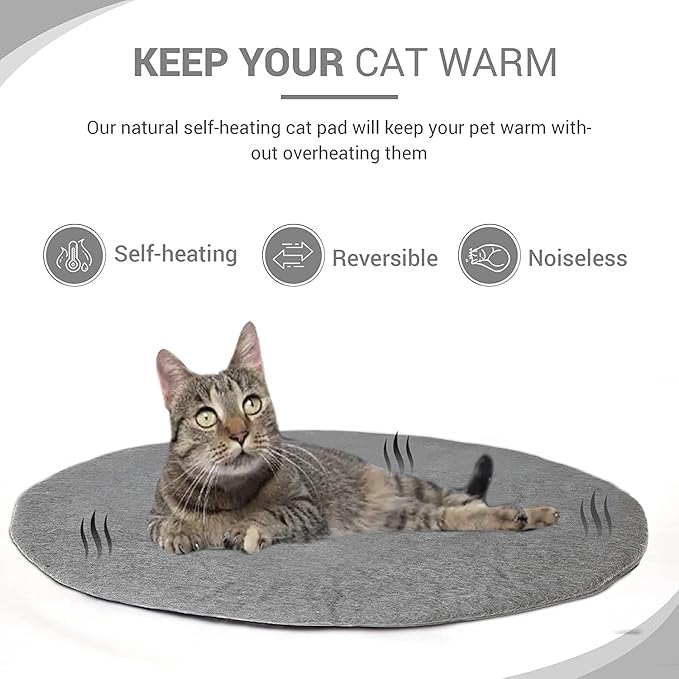 Cat Bed Mat Natural Merino Wool Cozy Large Carpet Pad for Pet Cats Kitty Small Dog House Warm Organic Sheep Wool Scratch Floor Mats Rug Bedding (Plain Gray, Large)