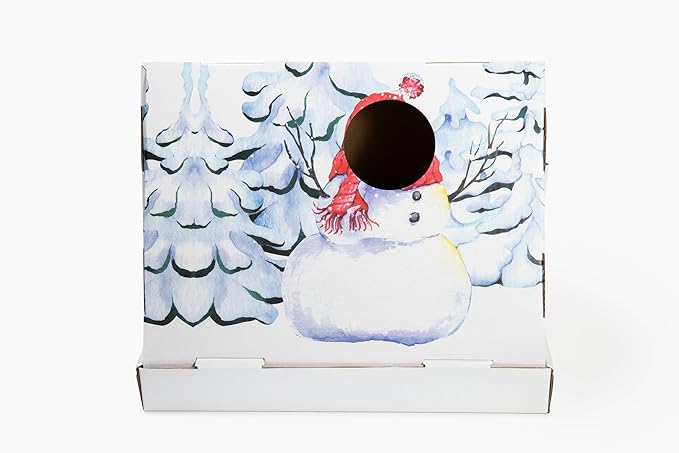 Christmas Snowman Cardboard Cat Scratcher House
