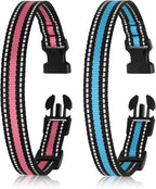 Collar Replacement Strap Compatible with Dog Training Collar Receiver/Dog Shock Collar Receiver/Dog Bark Collar, Reflective Dog Collars Strong, 2 Piece Set, Pink & Blue