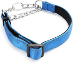 Martingale Dog Collar Wide 2.5CM(0.98inch) Reflective Nylon with Stainless Steel Chain Dog Collar Comfortable Soft M-(doginchs neck15-19inches)