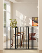 keny 36" Extra Tall Baby Gate for Stairs, 29"-55" Wide Auto Close Dog Gate for Doorways, Pressure Mounted Easy Walk Through Pet Gate with Door, Black