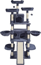 VEVOR Cat Tree for Indoor Cats, 68.5" Cat Tower with 2 Cat Condos, Sisal Scratching Post, Hammocks, Top Perches, Jumping Platforms and Ramp, Cat Furniture Activity Center with Hang Balls, Dark Grey