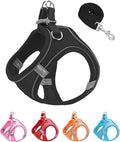 L Black Soft Mesh Dog Harness and Leash Set,No Escape Puppy Harnesses for Training Walking， Reflective Adjustable Puppy Vest for Small Medium Dogs, Cats (Black, L)