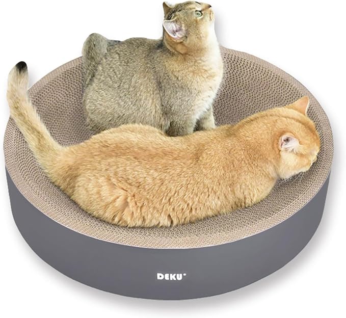 2 in 1 Round Cat Scratching Board, Cardboard Cat Scratcher for Indoor Cats, Corrugated Cat Scratch Pad for Grinding Claws and Rest (16.1'')