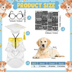 5 Pcs Dog Graduation Costume Set Include 2026 Pet Graduation Gown with Stole Puppy Grad Cap Lensless Glasses DIY Letter Stickers for Dogs Cats Holiday Costume Accessory(White Gold,L)