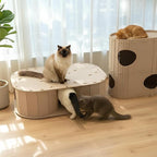 PETKARAY Large Felt Cat Tunnel, Double S-Shaped Hideaway for Indoor Cats, Interactive Cat Bed Cave and Hideout, 34x22.8x10.2 inches Beige