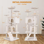 54inCat Tree Tower for Indoor Cats, Cat Tower with Cat Scratching Post, Multi-Level Cat Furniture, Cat Tower with Funny Toys for Kittens-Beige