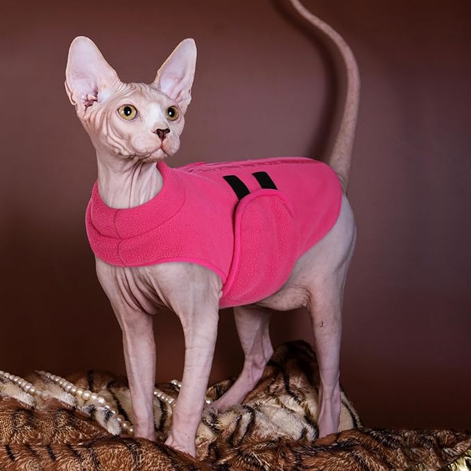 Queenmore Medium Dog Sweater, Soft Fleece Vest Pullover Dog Jacket with Leash Hole, Warm Winter Dog Clothes Cold Weather Doggy Dachshund Sweaters for Medium Dogs Cats Boy or Girl (Pink,M)