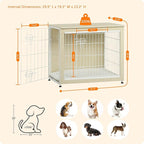 DWANTON Dog Crate Furniture with Cushion, Wooden Kennel Table with Double Doors, Indoor Dog House, Medium Size, 32.5" L, White Oak