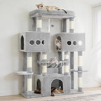Hey-brother Cat Tree Tower, Large Sisal Scratching Posts with Big Platform, 3 Spacious Condos, Plush Hammock, Toy, 57.5 Inches Multi-Level Furniture for Indoor Adults Maine Coon, Light Gray MPJ083W
