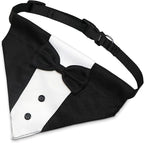 Dog Tuxedo Suit Wedding Bandana Collar with Bow Tie, Adjustable Formal Dog Tux, Engagement Birthday Tuxedo for Small Medium Large Dogs Pets (Small: Neck 12.5”-21”)