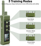 Shock Collar for Dogs - 4265ft Waterproof Training Collar with Flashing Light for Small Medium Large Dogs with Rechargeable Remote, Beep (1-8), Vibration(1-16), Safe Shock(1-99) (Green)