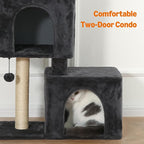 Amazon Basics 30-Inch Cat Tree Tower, Activity Center with 2 Plush Condos, Sisal Scratching Post and Hanging Pompom, Gray