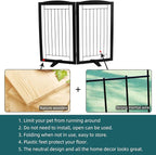 Dog Fence Indoor,Dog Gate Indoor for Doorway pet gate -2-Panel Freestanding, Hallways, House or Stairs -40x32-Inch Retractable Foldable Expandable Wood Pet by SFJC (Black) ﻿