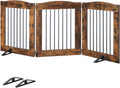 HOOBRO Indoor Dog Gate with Support Feet, Freestanding Pet Gate for Doorway, Stairs, 24 Inch 3 Panels, Folding Dog Fence, 360° Hinge for Easy Access, Sturdy Iron Pipe, Rustic Brown BF05PP03