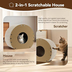 Cat Scratcher House, Cozy Cardboard Design, Safe and Secure for Kittens, Eco-Friendly,Plain Board (Circle)