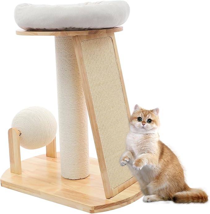 Multifunctional Cat Tree, Wooden Cat Tree Tower with Space Capsule and Scratcher, Cats Climbing Tower Set for Cats Climbing, Scratching, Sleeping, Exercising (Style 01)