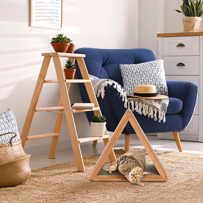 Nicunom 3-Sided Vertical Cat Scratching Post, Cat Scratcher Foldable, Triangle Cat Scratching Board, Multiple Angle Scratch Pad, 6 Usable Sides Recyclable Cat Scratcher Cardboard for Indoor Cats