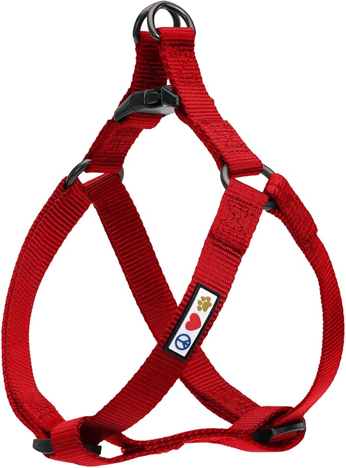Pawtitas Solid Step-in Dog Harness – Adjustable No-Pull Vest for Puppies to Seniors, Safe & Comfortable M Red