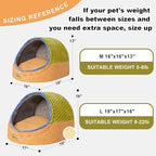 Jiupety Cute Cat Beds for Indoor Cats, Cat Cave Bed for Kittens, Hideaway Cat House for Cat & Small Dog with Anti-Slip Bottom, Washable Removable Cushion, L(19"x17"x16"), Green