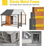 Aivituvin Large Dog House Outdoor Dog Kennel with Chewproof Strong Metal Frame for Large Breed Dogs (47.2" L x 45" D x 37.7" H)