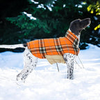 Kuoser Waterproof Dog Coat, Reversible Dog Jacket for Medium Dogs, Adjustable Durable Doggie Winter Coat Warm Puppy Cold Weather Apparel from Small to Large Breed, Orange M