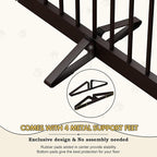 Freestanding Pet Gates with Walk Through Door, Dog Indoor Fence, Dog Gate for The House, Doorway, Stairs, Extra Wide Pet Gate, Support Feet Included, 120 Inch Wide, 6 Panels 24" Tall, Brown