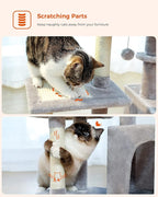 PEQULTI Cat Tree Floor to Ceiling, Tall Cat Tower, Adjustable Height (83''~108'') 5 Tiers Cat Climbing Tree and PEQULTI Small Cat Tree, [28.5''] Cat Tower for Indoor Cats