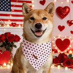 Elegant little tail Valentine's Dog Bandana - Red Heart Pet Bandanas Washable Bib Kerchief Scarf Cute Adjustable Pet Bandanas for Small Medium Dogs