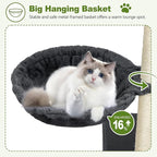 Small Cat Tree Tower for Indoor Cats, 40 In Medium Multi-Level Compact Cat House Bed with 2 Condos, Large Platform Perch, Sisal Scratching Post, Hammock, Cat Climbing Stand for Kitty kitten(Dark Grey)