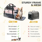 Lekereise Top-Expandable Pet Carrier 18x13x9.5 Inch Southwest Frontier Airline Approved Soft Sided Underseat to 15lbs Travel Carriers for Small Cats Dogs with Locking Safety Zippers Anti-Scratch Mesh