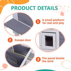 GEGURI Insulated Cat House Outdoor Weatherproof, Large Wooden Feral Cat Shelter for Winter, Wooden Enclosure with Escape Door for Winter Indoor
